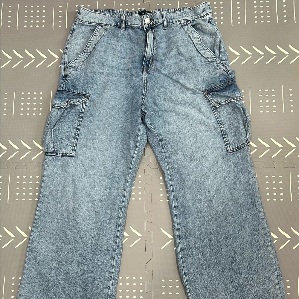 Aeropostale Casual Blue Wide Leg Denim Cargo Pants